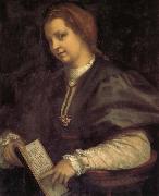 Andrea del Sarto Portrait of girl holding the book oil painting reproduction